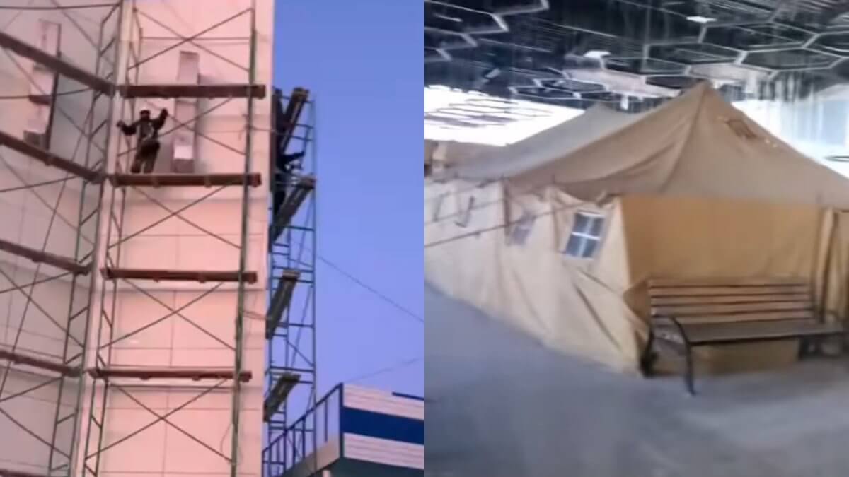 Жылынуға арналған палатка мен каскасыз құрылысшылар: Павлодар вокзалын қалай жөндеп жатыр