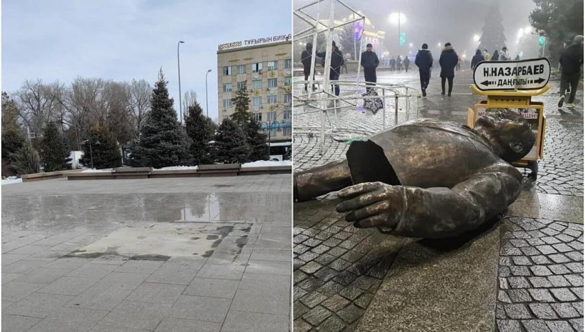 Талдықорғанда қираған Назарбаев ескерткішінің тұғырын алып тастады