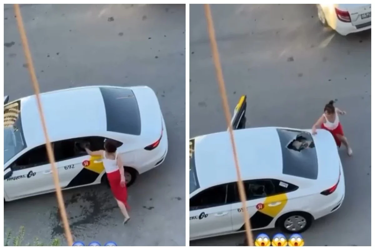 Шымкентте әйел Яндекс таксидің терезесін таспен сындырып, жүргізушісін тырнап тастады