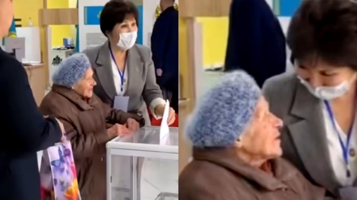 Референдум кезінде Алматыдағы 101 жастағы қарияға «100 жасаңыз» деген тілек айтылды