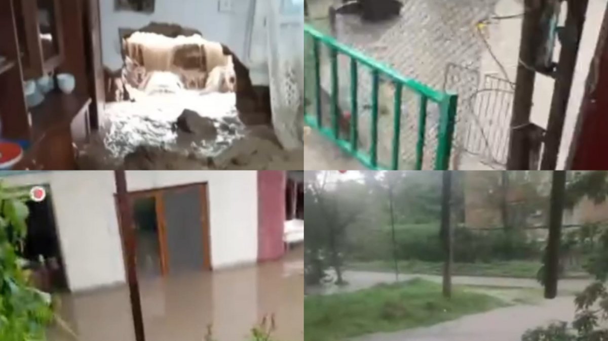 Кентауда толассыз жауыннан кейін үйлерді су басты