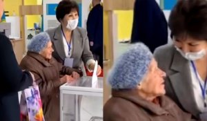 Референдум кезінде Алматыдағы 101 жастағы қарияға «100 жасаңыз» деген тілек айтылды