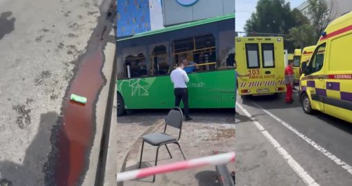Алматыда автобус пен жеңіл көлік соқтығысқан сәттің видеосы пайда болды