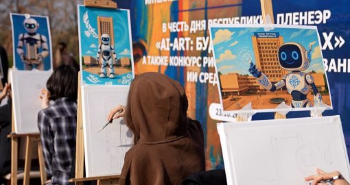 ҚазҰУ-да «AI-Art: Бояудағы болашақ» атты заманауи өнер пленэрі өтті