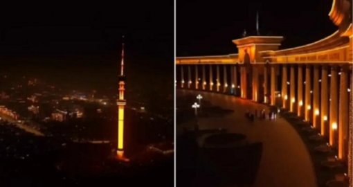 Алматыдағы Көктөбе телемұнарасы мен қаланың өзге де маңызды нысандары қызғылт сары түске көмкерілді