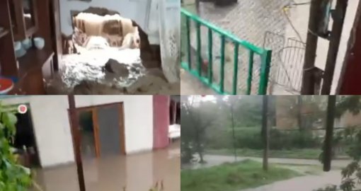 Кентауда толассыз жауыннан кейін үйлерді су басты